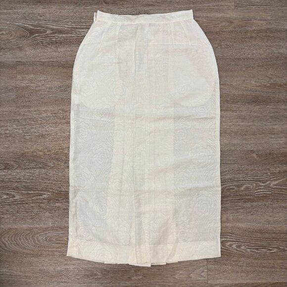 Perry Ellis Portfolio Linen White Pencil Skirt sz S Vintage - Picture 1 of 10
